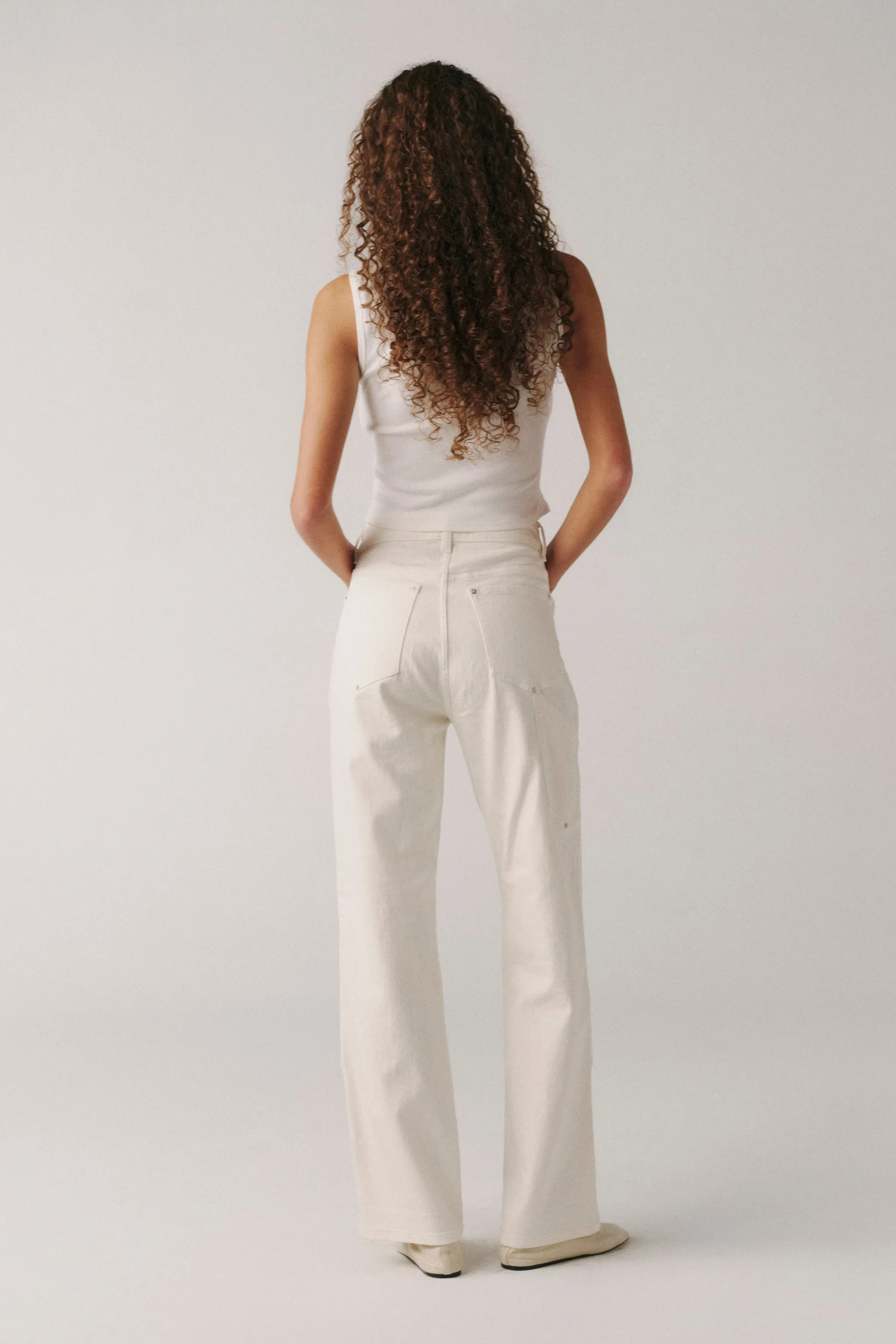 SAT - 90'S UTILITY STRAIGHT JEANS | ECRU sold by Warp + Weft product image thumbnail 3