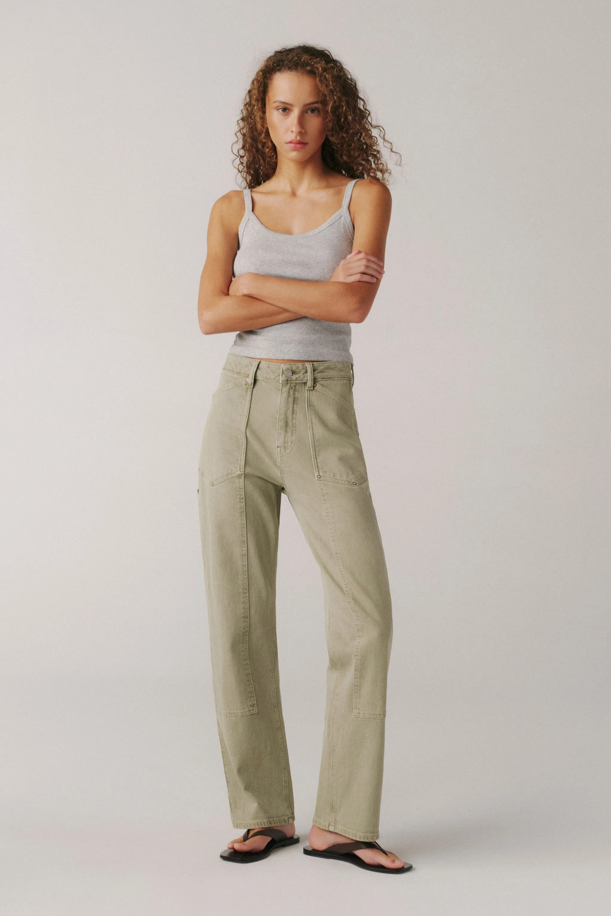 SAT - 90'S UTILITY STRAIGHT JEANS | LAUREL GREEN sold by Warp + Weft