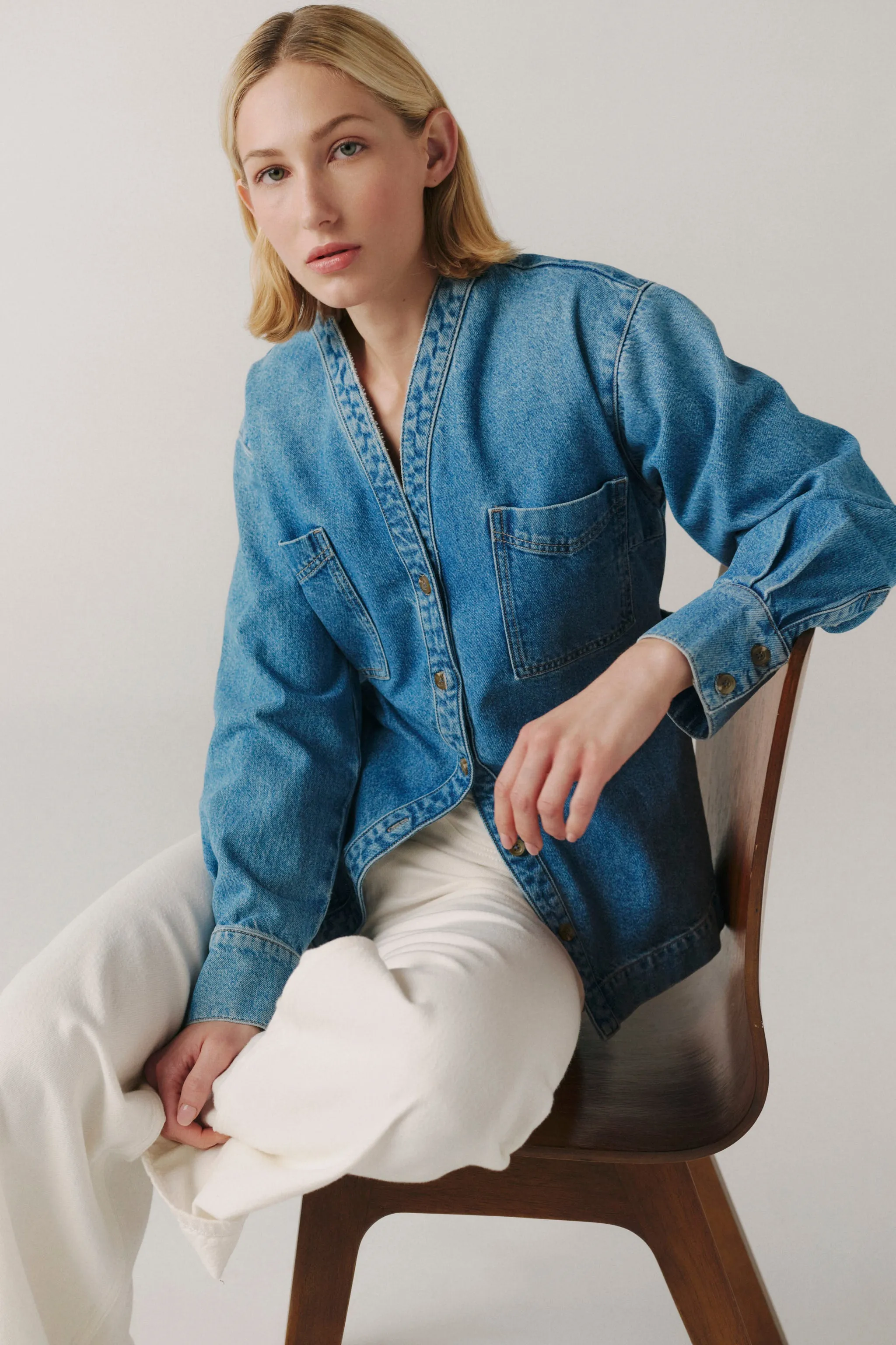 THE NEW YORKER DENIM SHIRT | CALIFORNIA SUN sold by Warp + Weft product image thumbnail 5