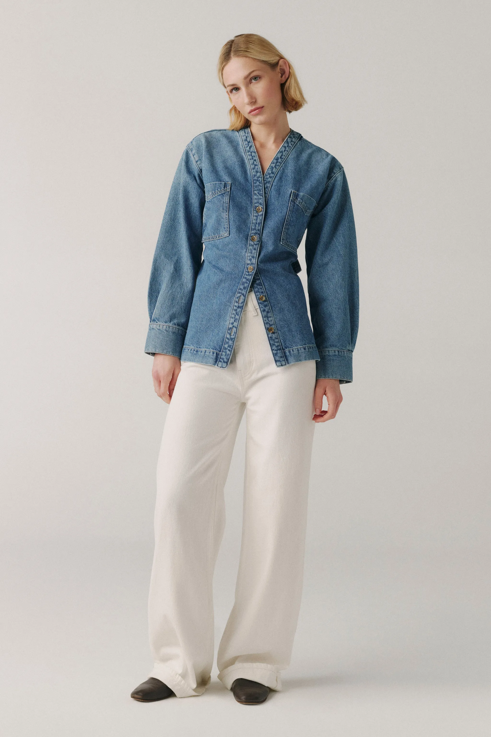 THE NEW YORKER DENIM SHIRT | CALIFORNIA SUN sold by Warp + Weft product image thumbnail 4