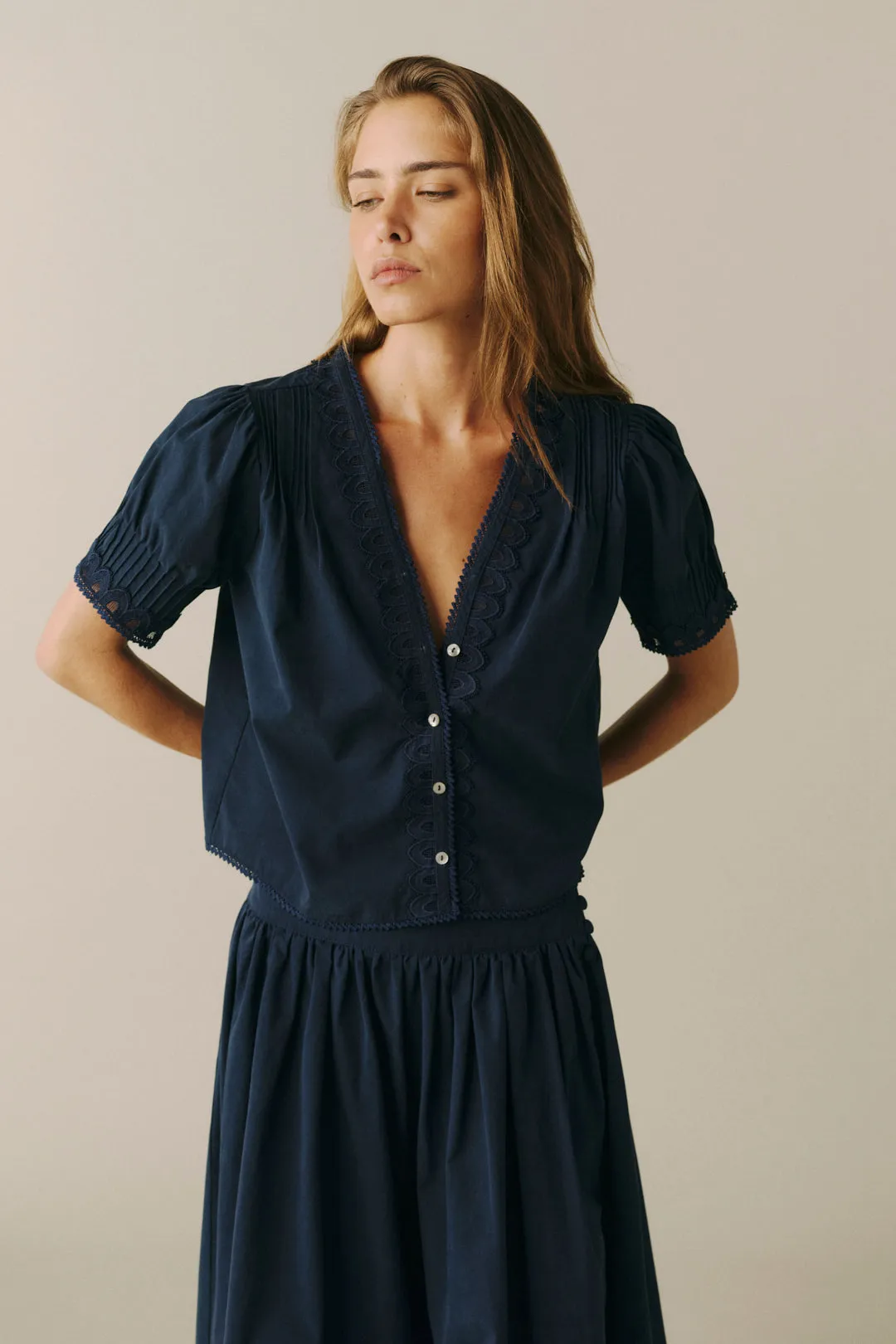 THE LONESTAR - MIDI SKIRT | NAVY sold by Warp + Weft product image thumbnail 4