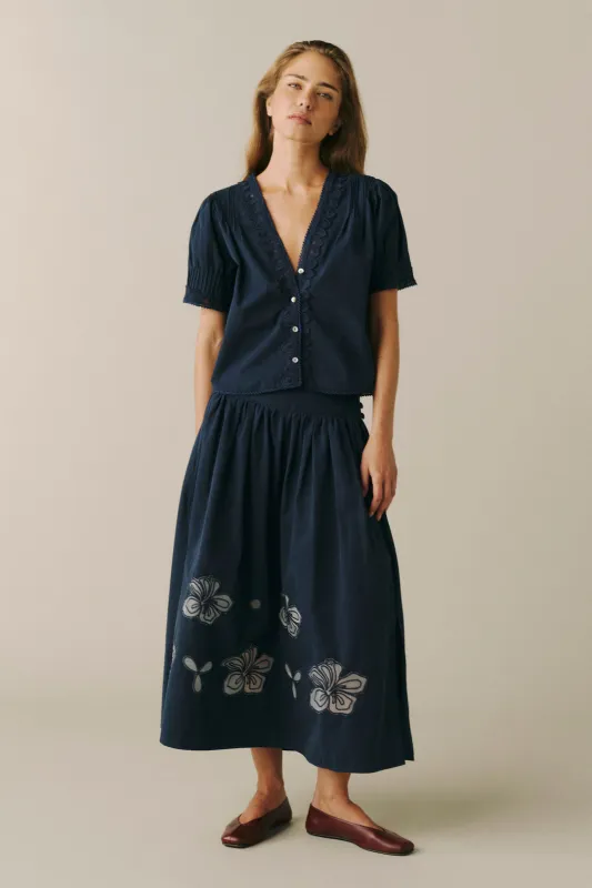THE LONESTAR - MIDI SKIRT | NAVY made by Warp + Weft