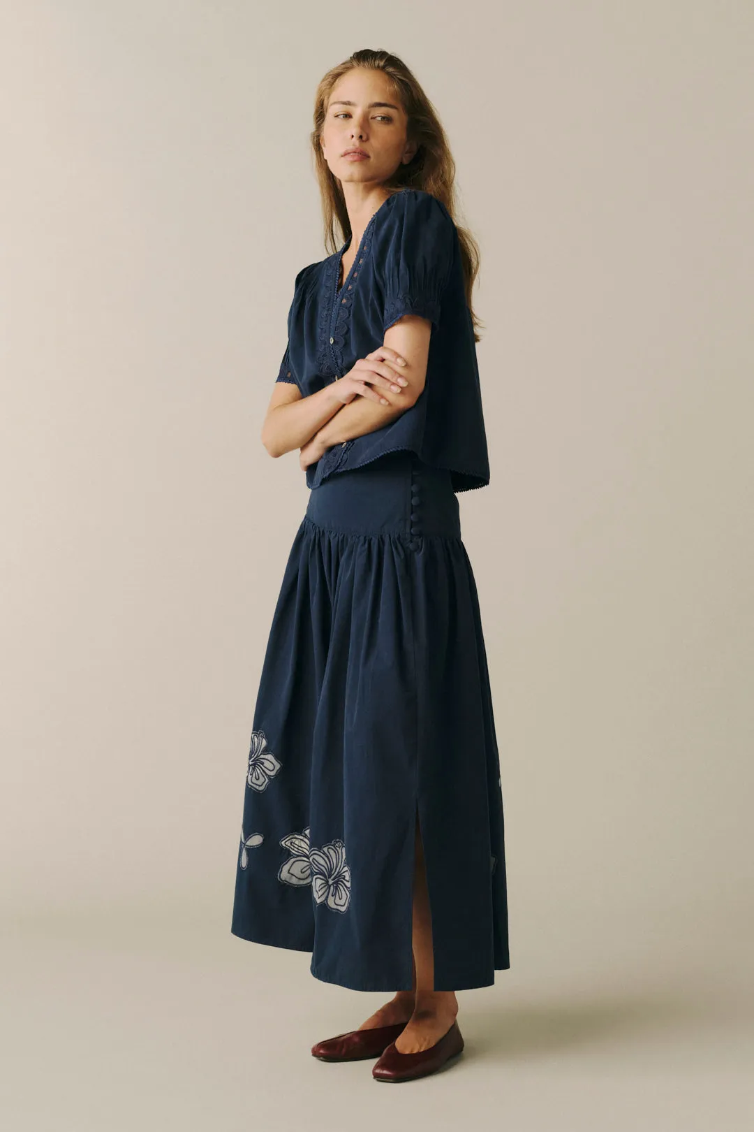 THE LONESTAR - MIDI SKIRT | NAVY sold by Warp + Weft product image thumbnail 2
