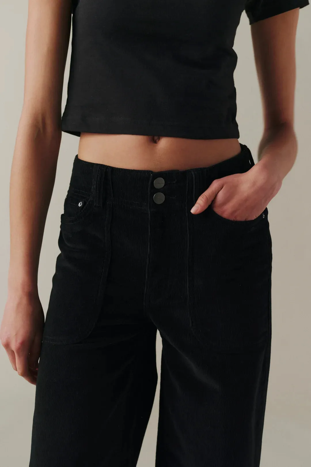 NCE - WIDE LEG CORDUROY PANTS | NOIR sold by Warp + Weft product image thumbnail 2