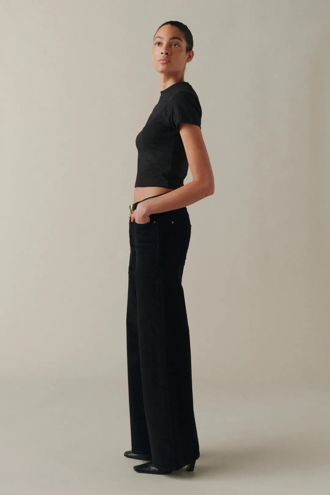 NCE - WIDE LEG CORDUROY PANTS | NOIR sold by Warp + Weft product image thumbnail 3