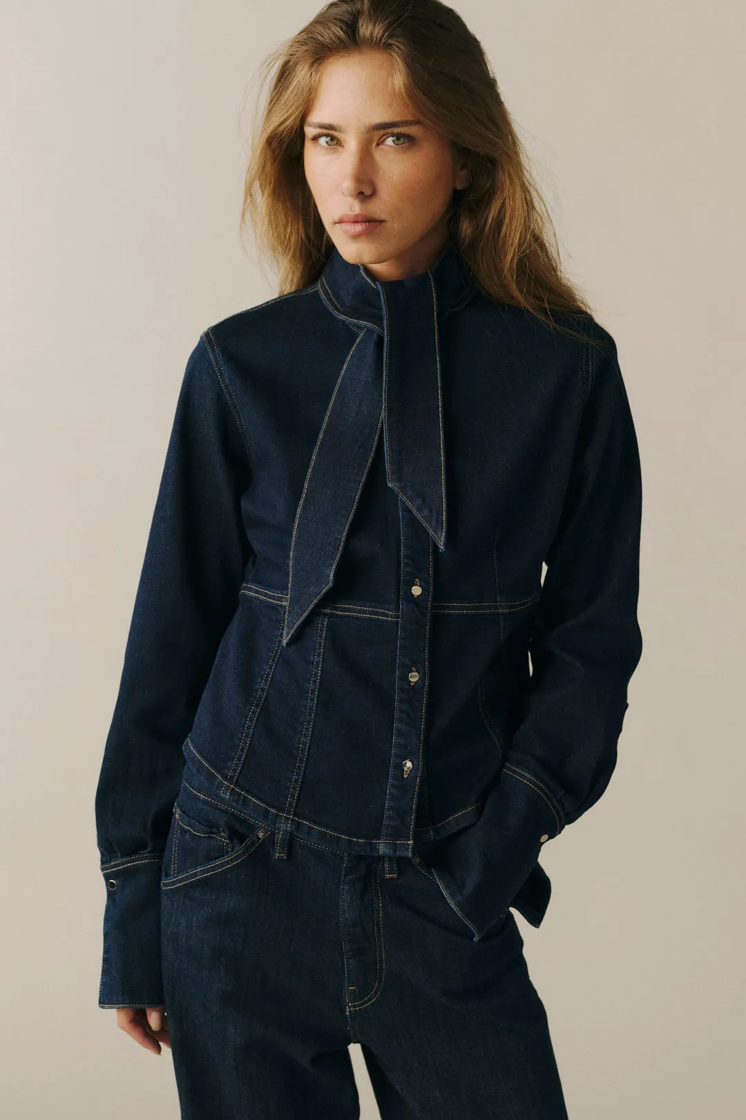 BNA - SOFT CURVE BARREL JEANS | INDIGO PINSTRIPE sold by Warp + Weft product image thumbnail 5