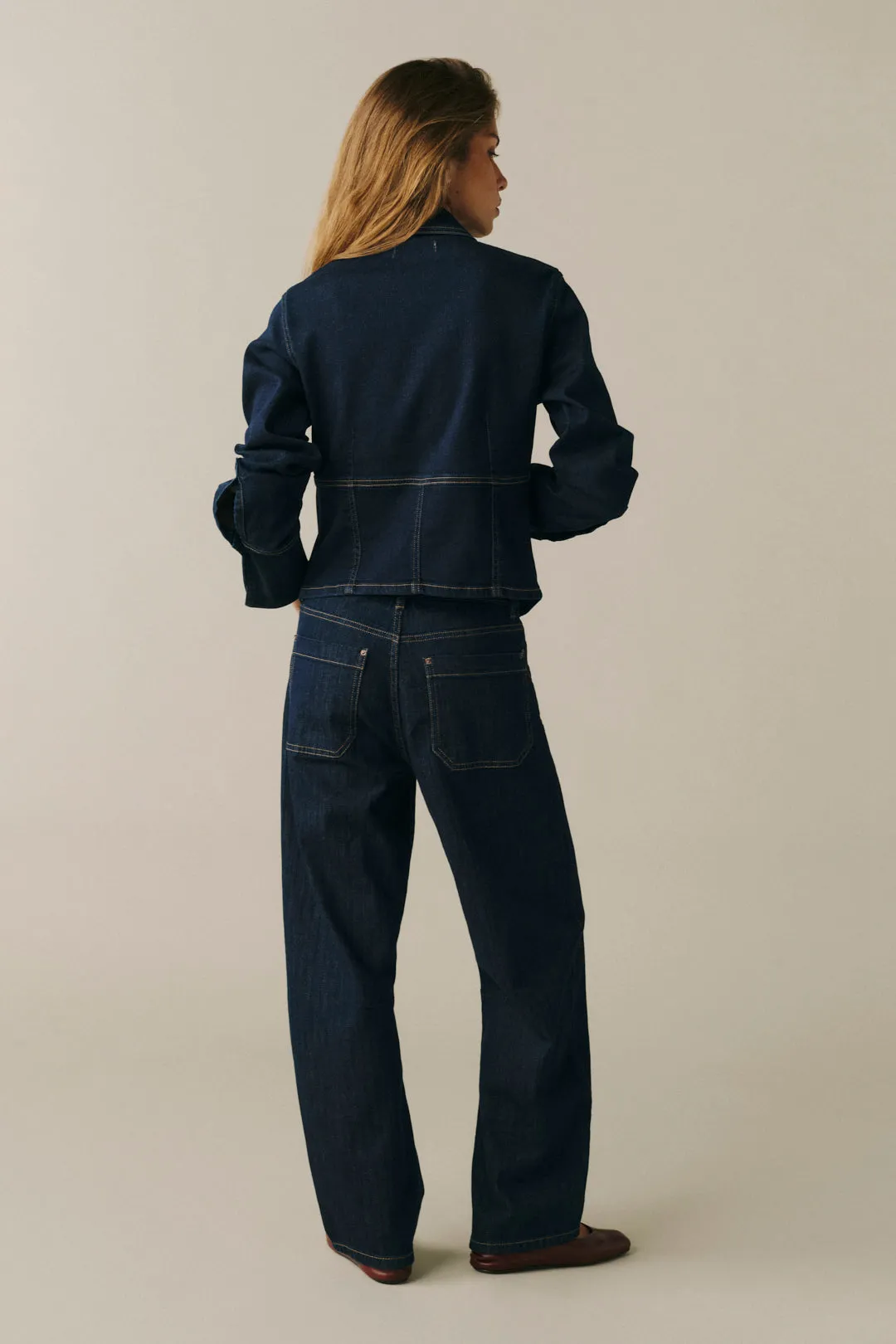 BNA - SOFT CURVE BARREL JEANS | INDIGO PINSTRIPE sold by Warp + Weft product image thumbnail 3
