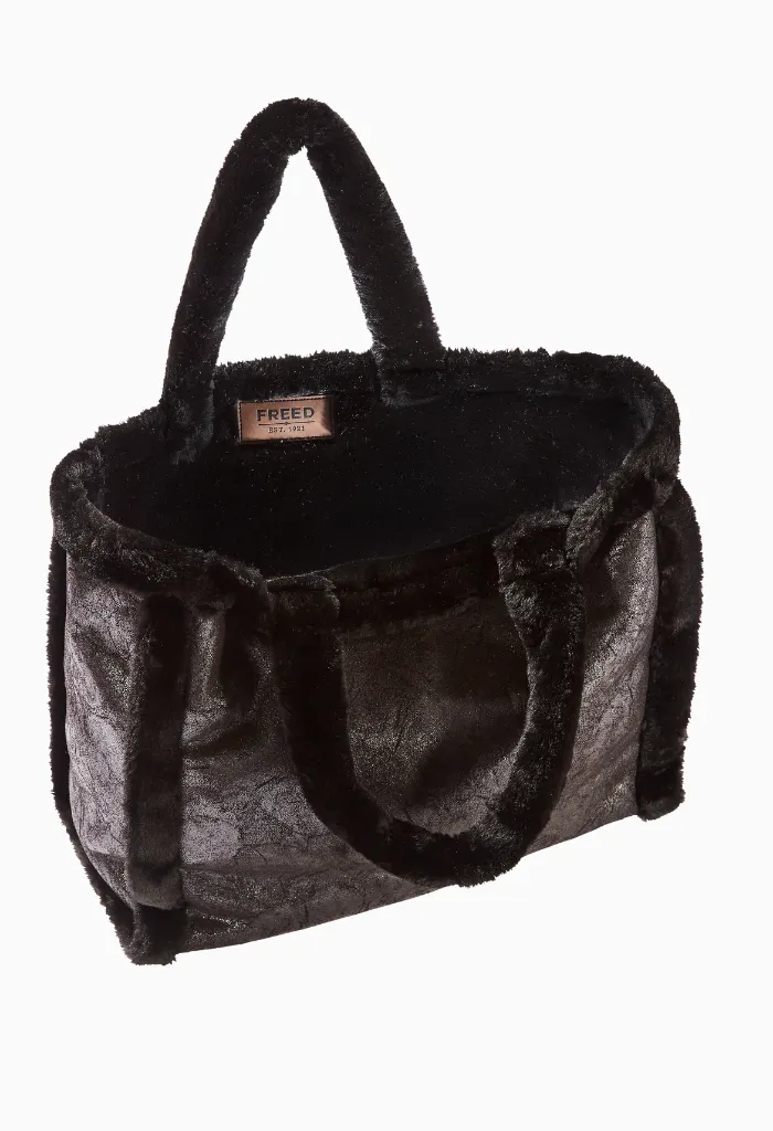 XL TOTE - COAL VEGAN LEATHER & FAUX FUR TOTE sold by FREED product image thumbnail 2