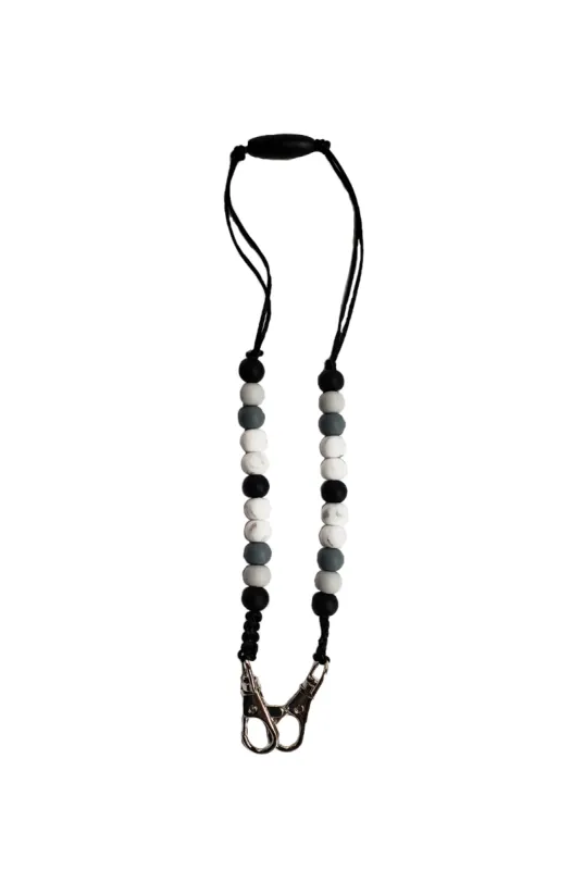 KID'S BEADED MASK LANYARD - BLACK & GREY sold by FREED