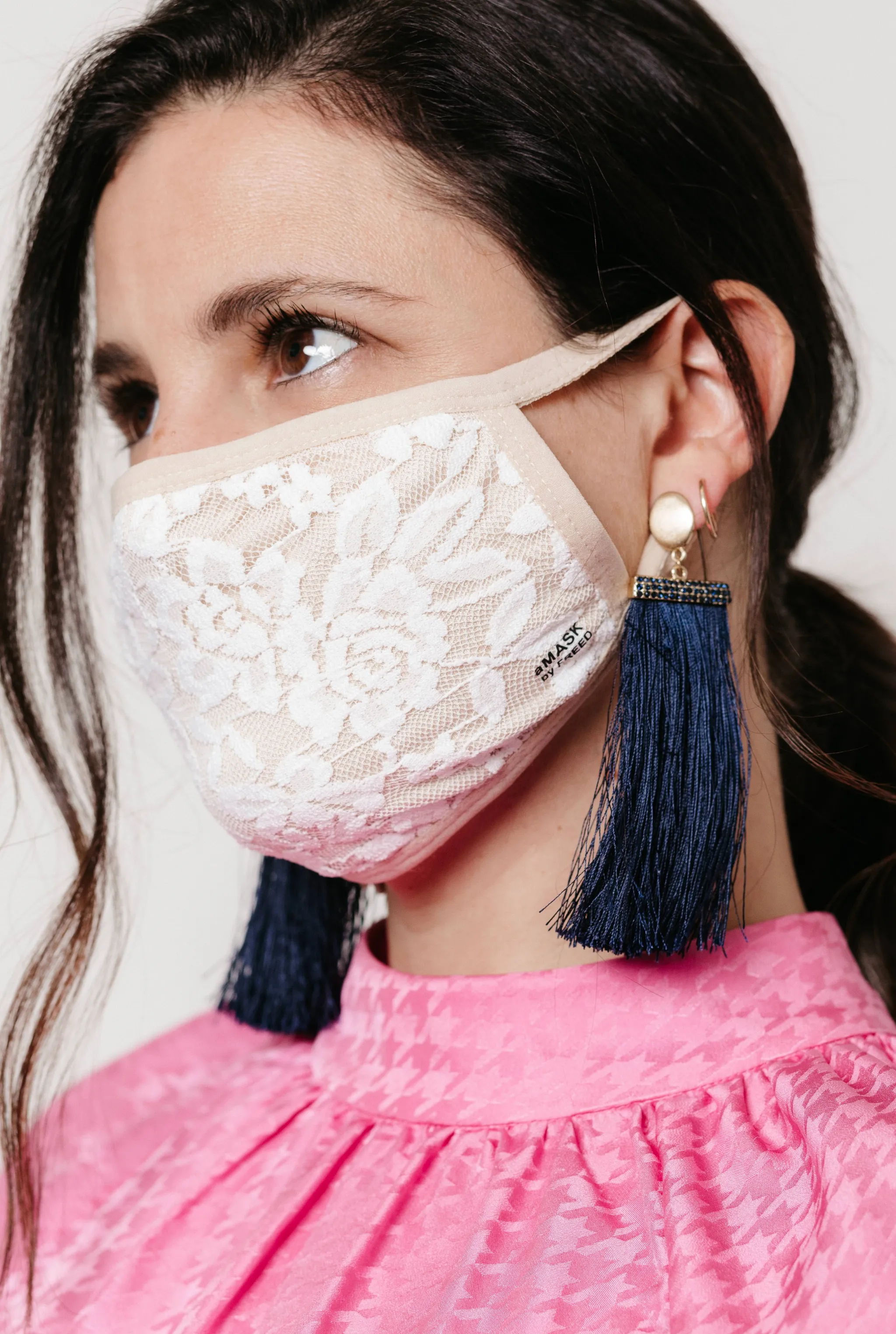 WHEAT MASK WITH WHITE LACE - ADULT FACE MASK sold by FREED product image thumbnail 3