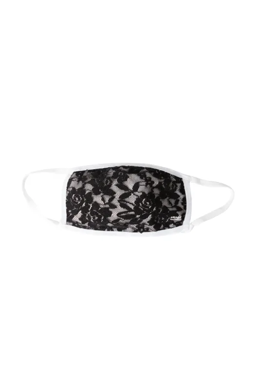 WHITE MASK WITH BLACK LACE - ADULT FACE MASK sold by FREED