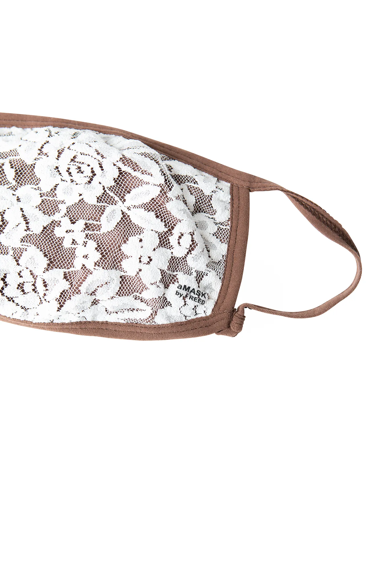 CHESTNUT MASK WITH WHITE LACE - ADULT FACE MASK sold by FREED product image thumbnail 2