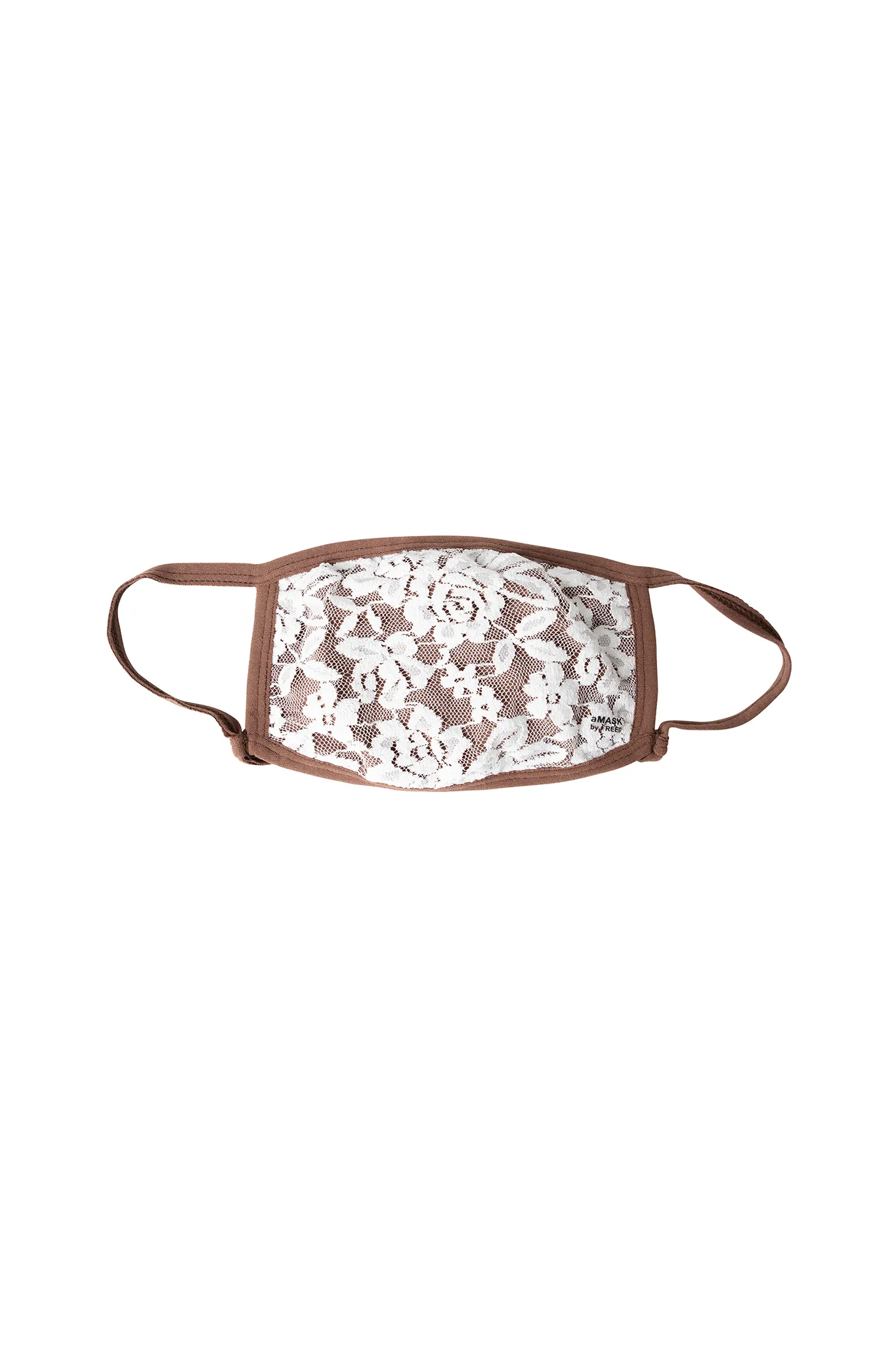 CHESTNUT MASK WITH WHITE LACE - ADULT FACE MASK sold by FREED