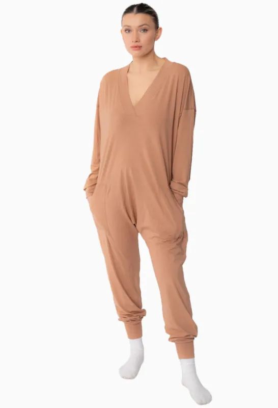 LONG SLEEVE BAMBOO ROMPER - HONEY sold by FREED