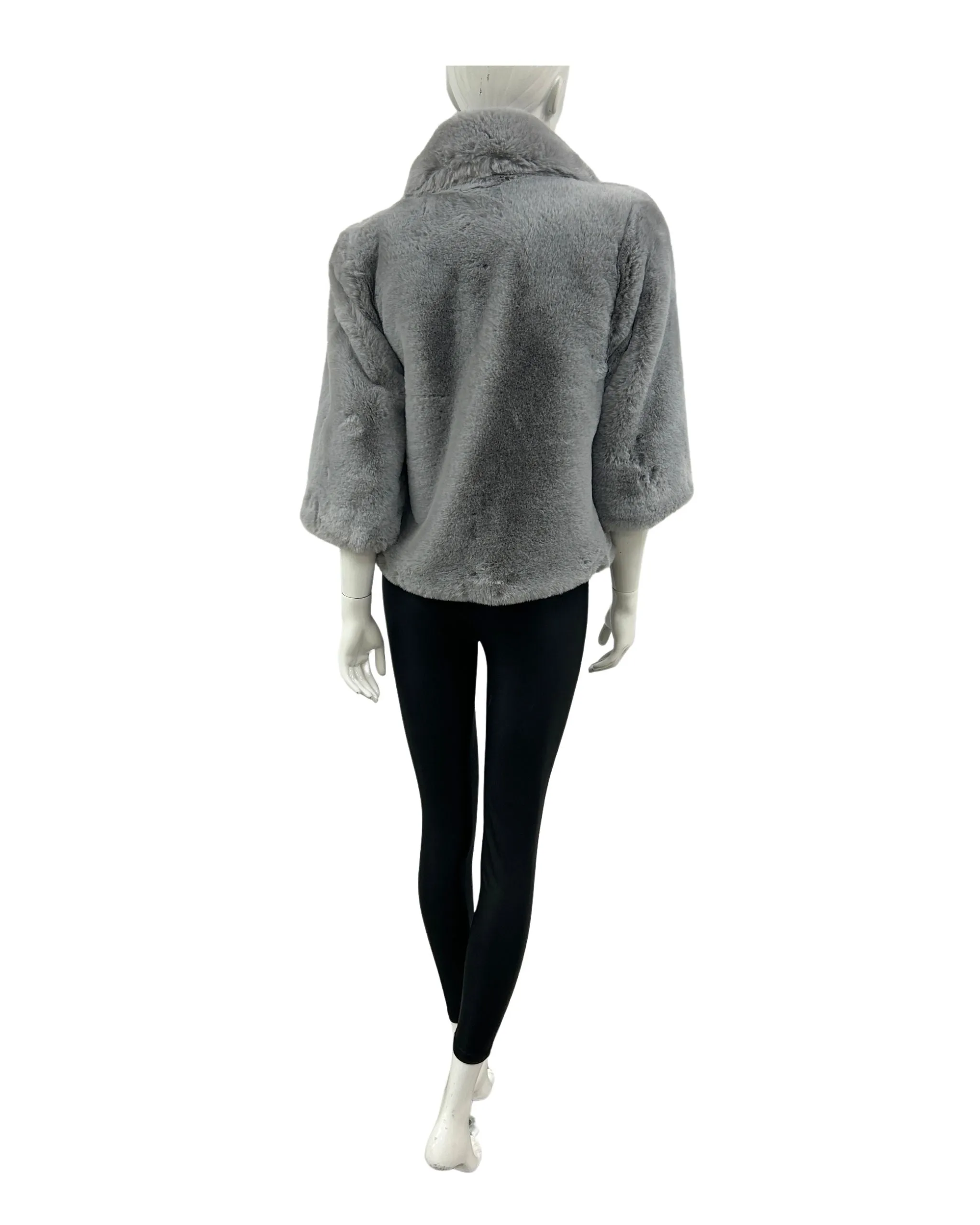 Cropped Faux Fur Blazer - Fog Grey sold by FREED product image thumbnail 2