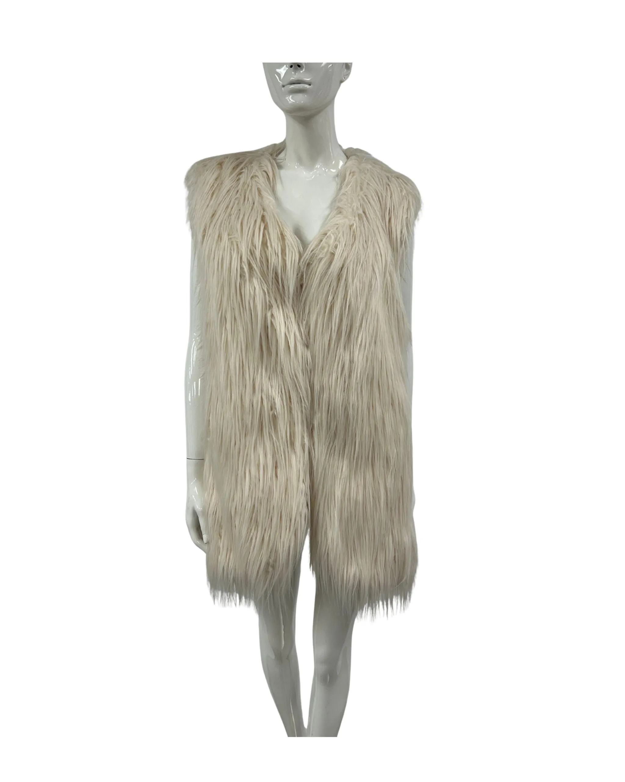Mongolian Faux Fur Vest - Ivory sold by FREED
