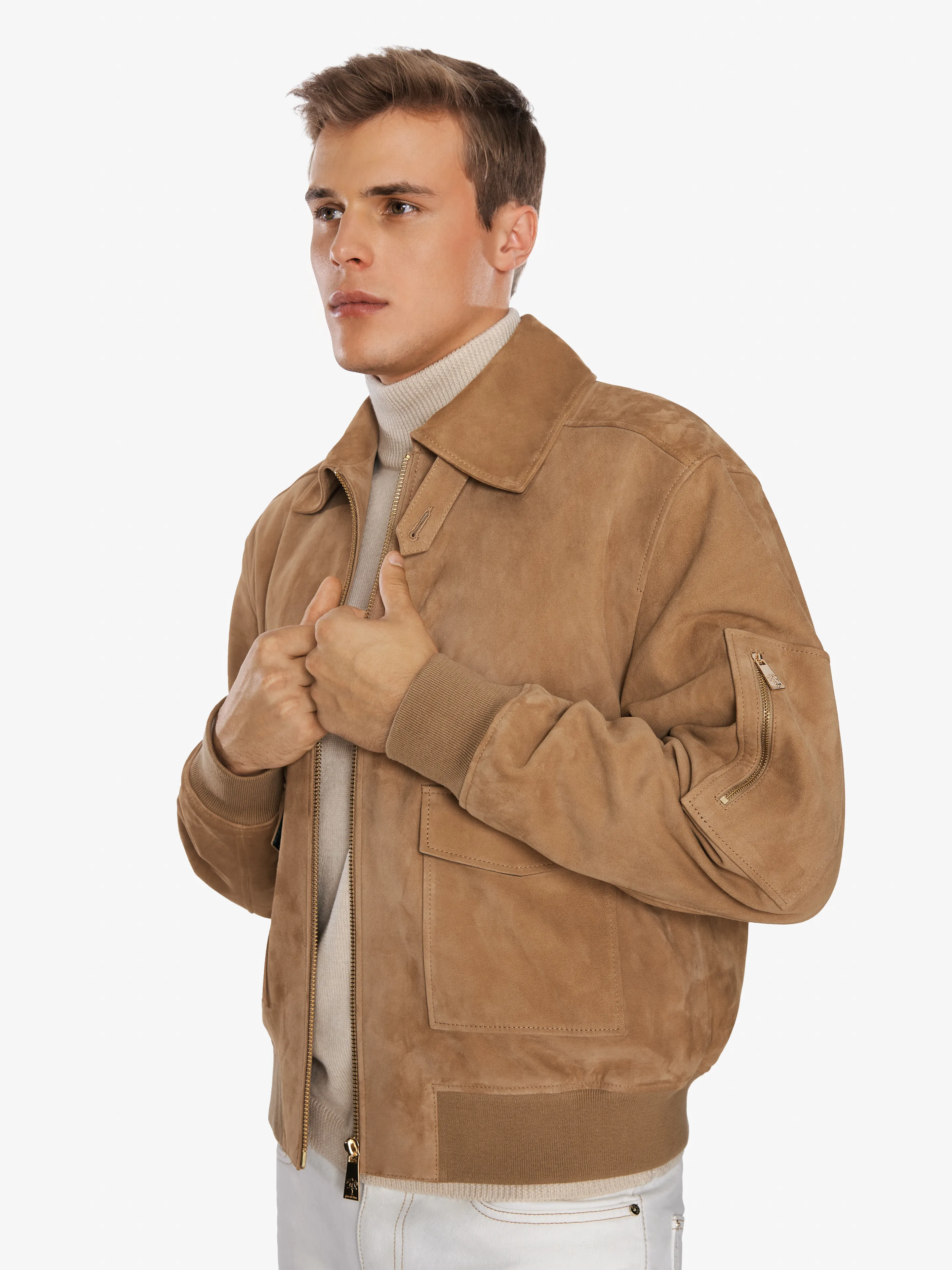GOLD SAND SUEDE JACKET sold by Place of Elms product image thumbnail 4