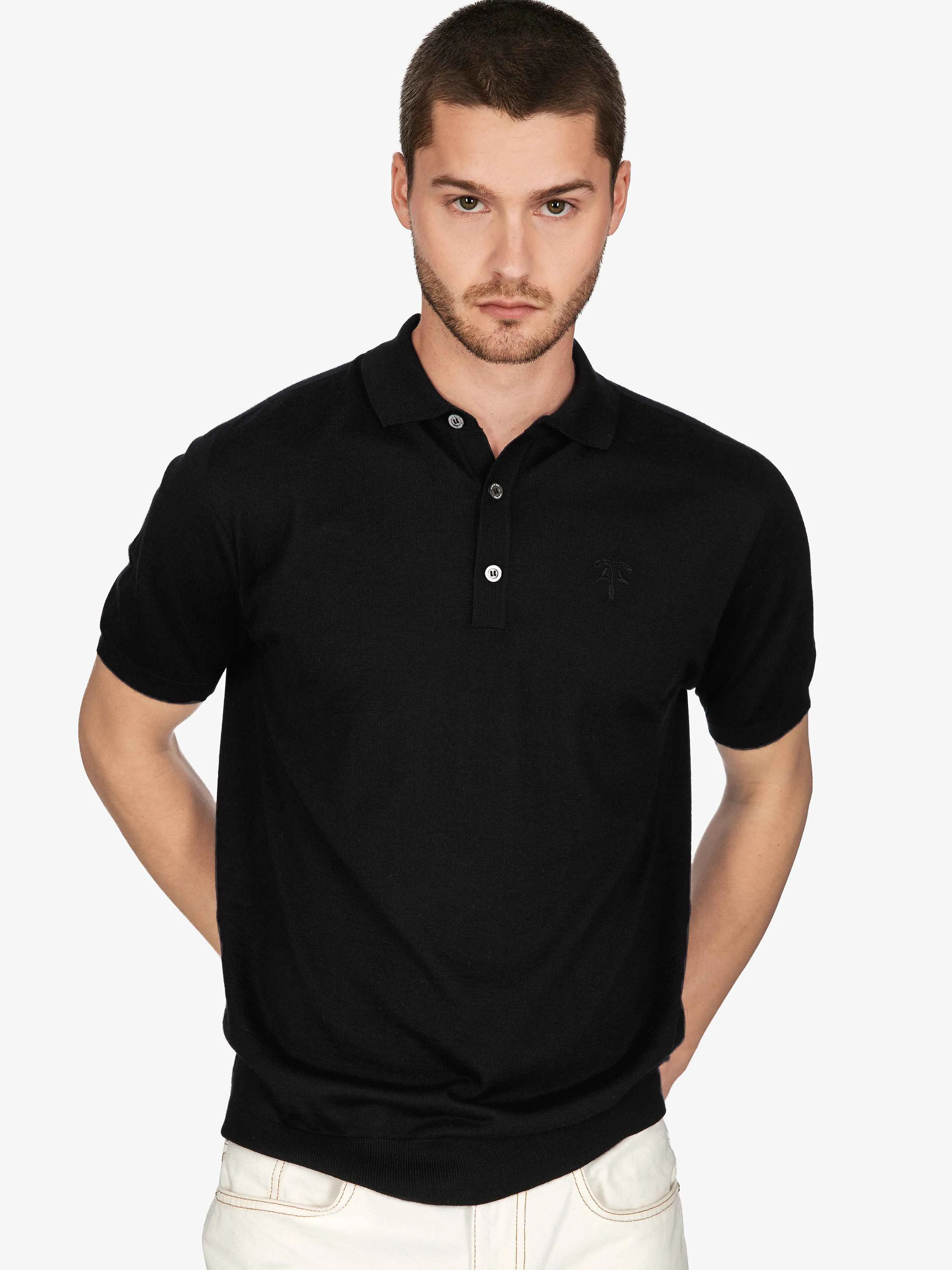 BLACK AMALFI SHORT SLEEVE POLO sold by Place of Elms product image thumbnail 3