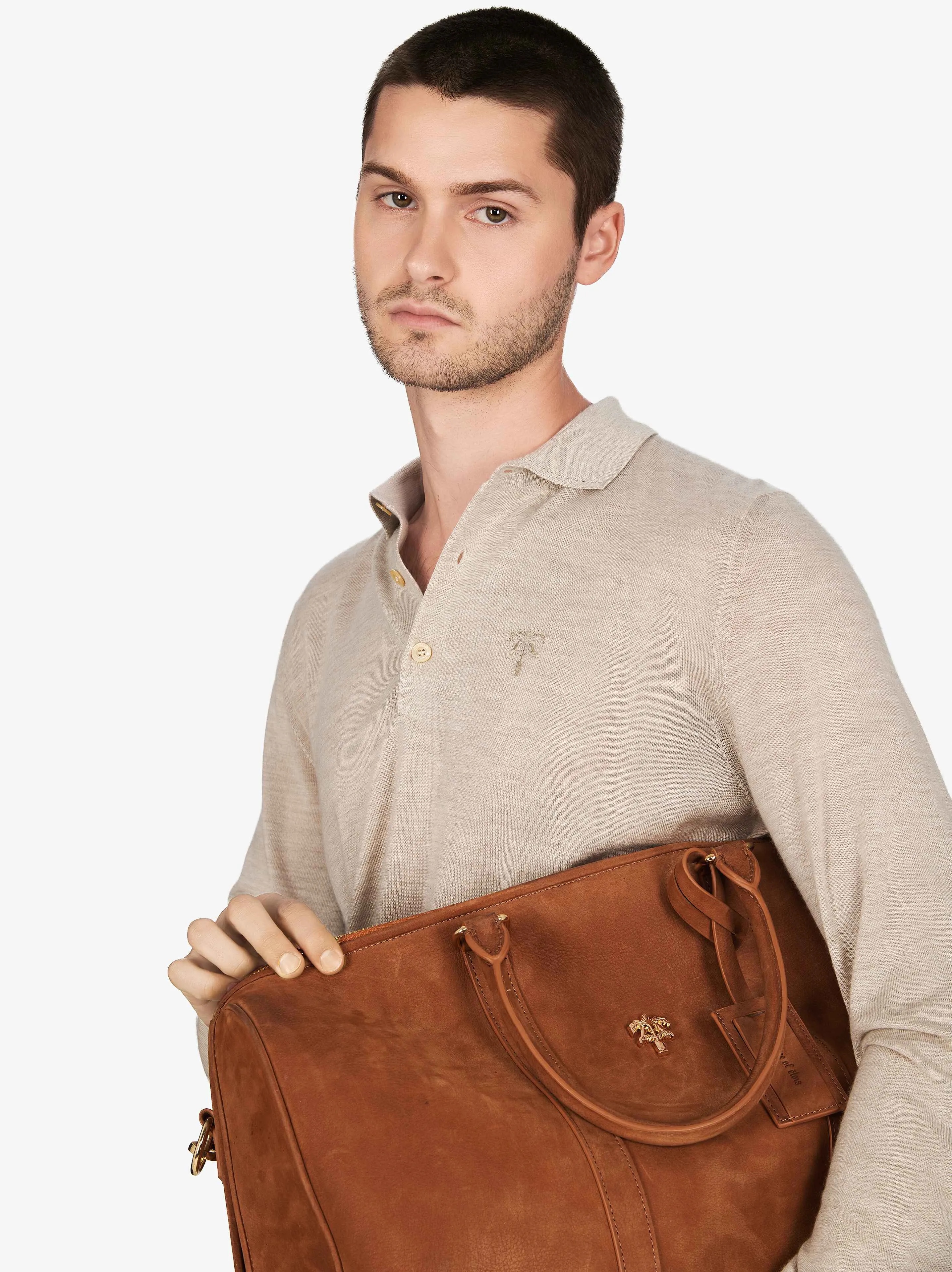 HAZELNUT AMALFI LONG SLEEVE POLO sold by Place of Elms product image thumbnail 3