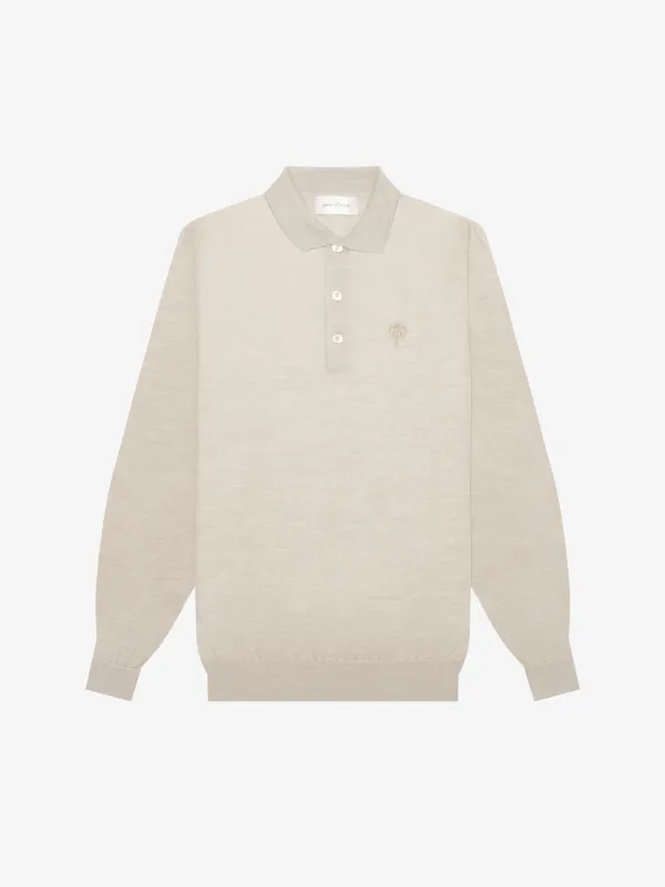 HAZELNUT AMALFI LONG SLEEVE POLO sold by Place of Elms