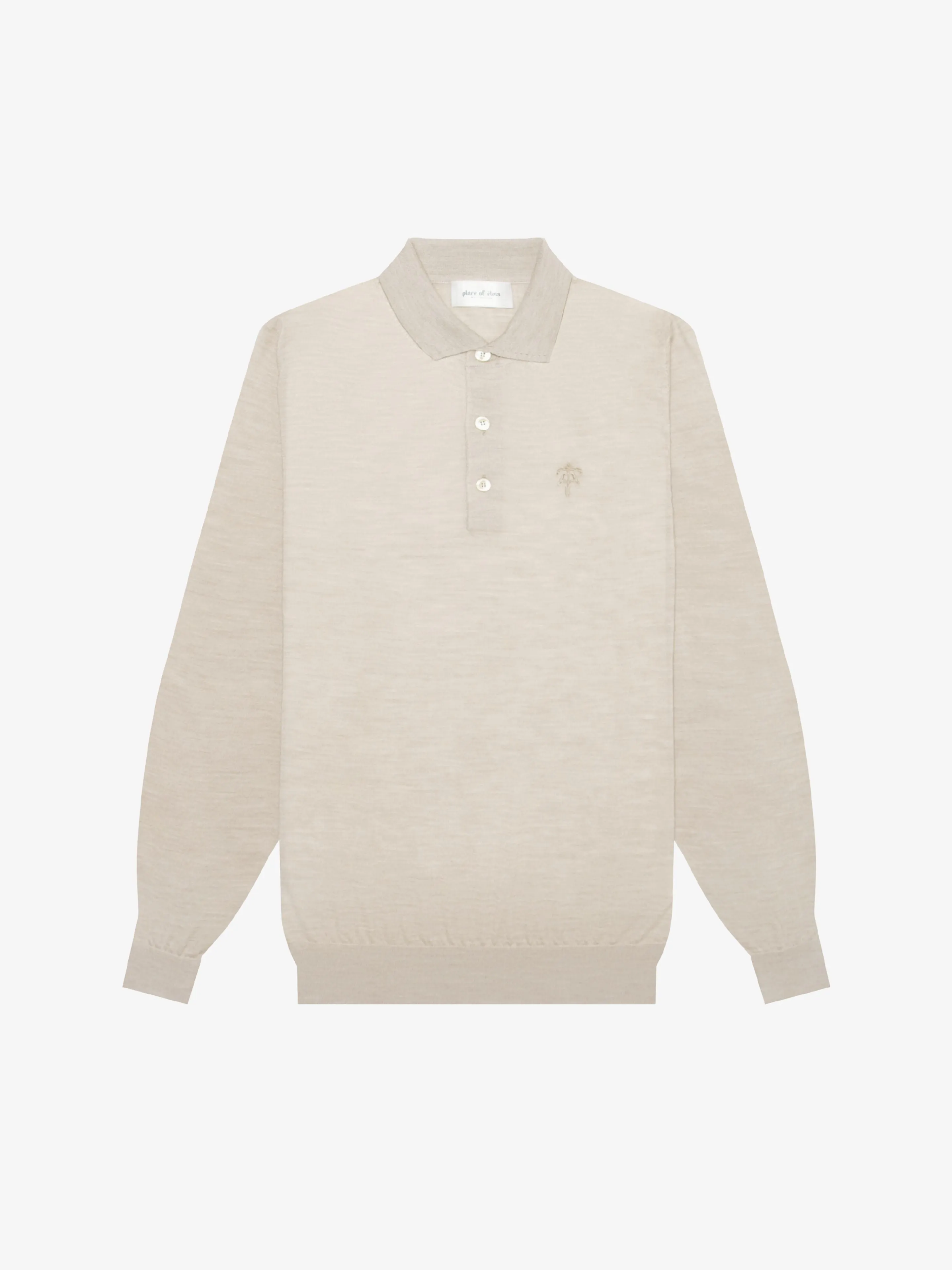 HAZELNUT AMALFI LONG SLEEVE POLO sold by Place of Elms