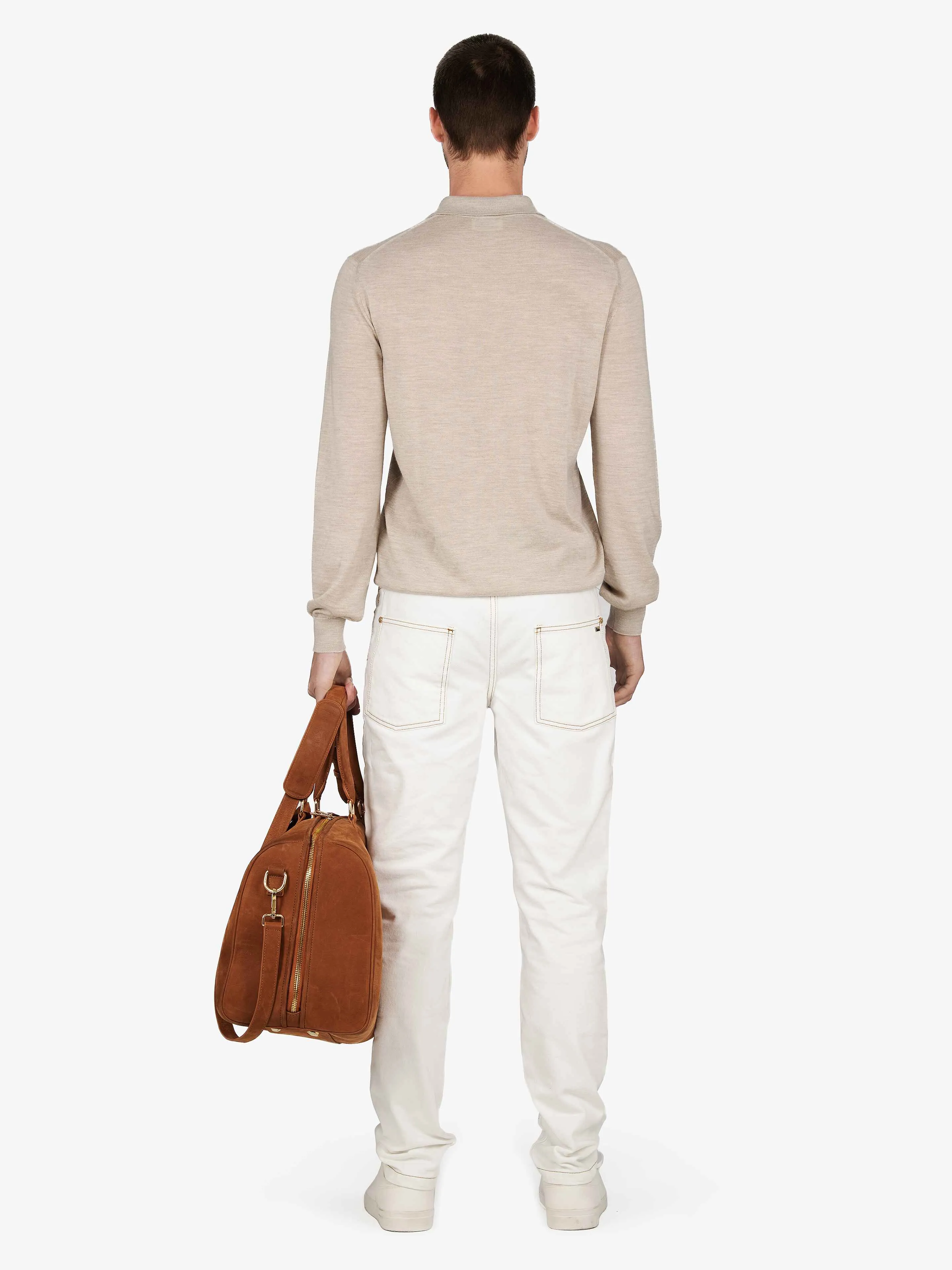 HAZELNUT AMALFI LONG SLEEVE POLO sold by Place of Elms product image thumbnail 5