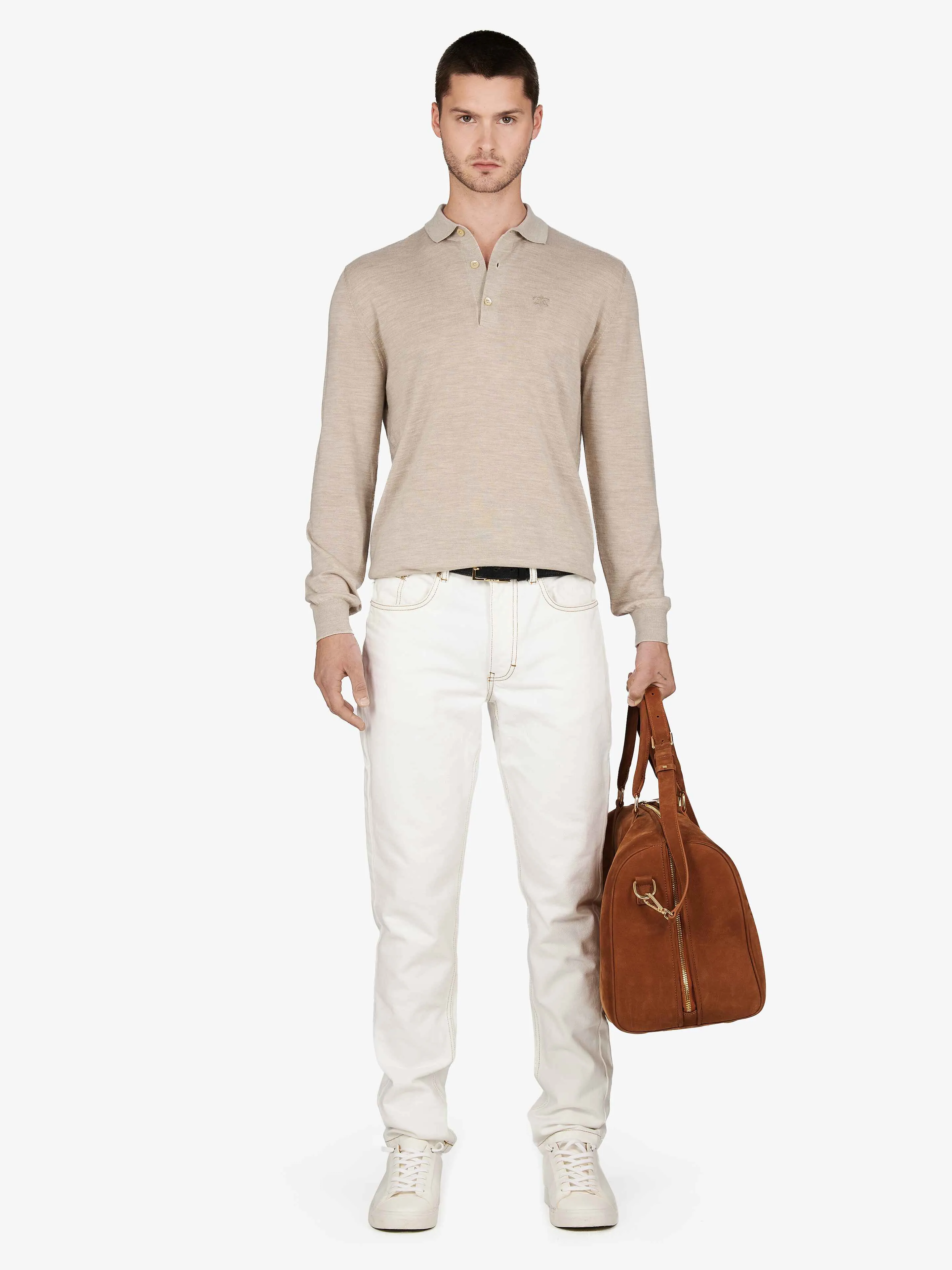 HAZELNUT AMALFI LONG SLEEVE POLO sold by Place of Elms product image thumbnail 4