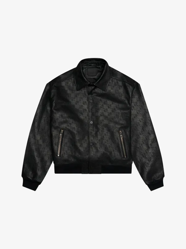 BLACK SAPPHIRE MONOLINK LEATHER BOMBER sold by Place of Elms