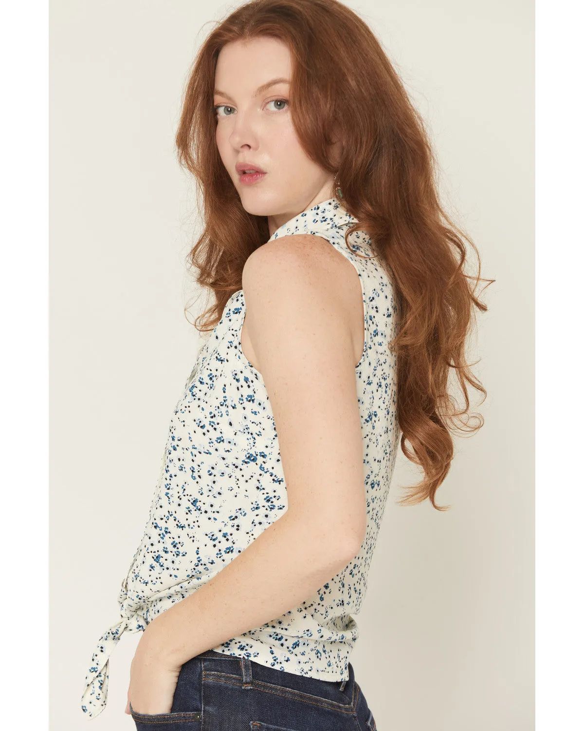 Saffron Floral Print Sleeveless Button-Down Western Shirt sold by Idyllwind product image thumbnail 2
