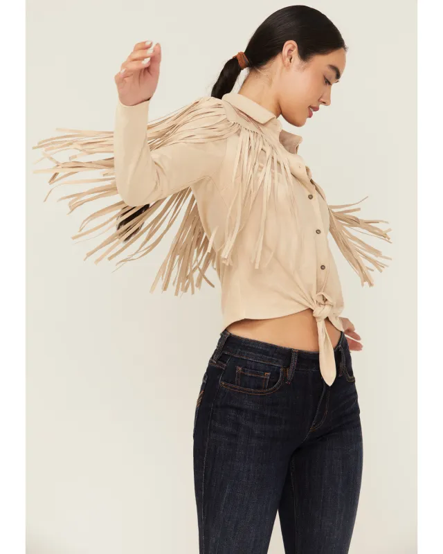 Fringe Embroidered Long Sleeve Button-Down Western Shirt made by Idyllwind