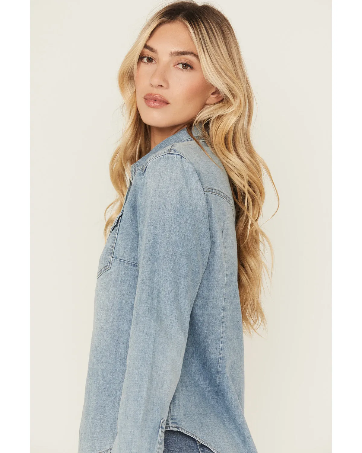 Medium Wash Long Sleeve Snap Denim Shirt sold by Idyllwind product image thumbnail 2