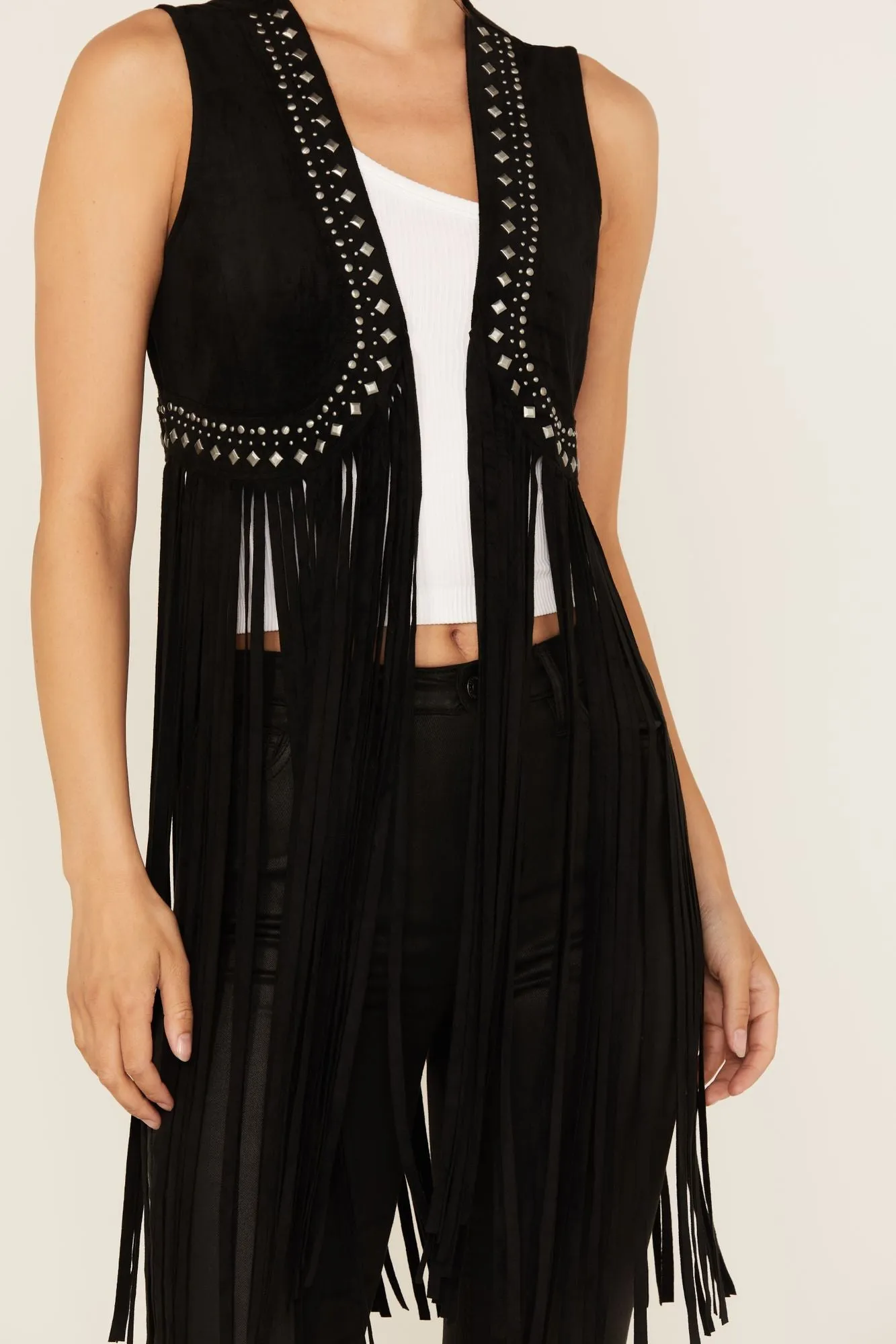 Walnut Studded Fringe Faux Suede Vest sold by Idyllwind product image thumbnail 4