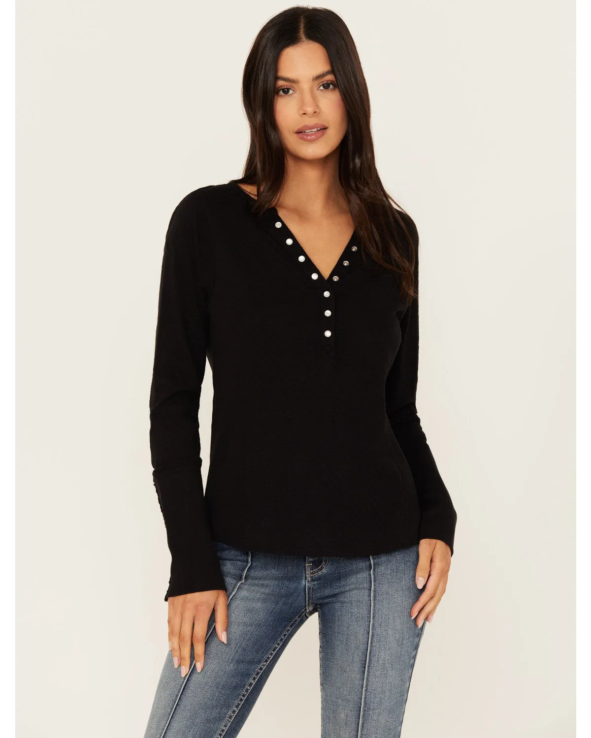 Pearl Knit Henley Shirt sold by Idyllwind