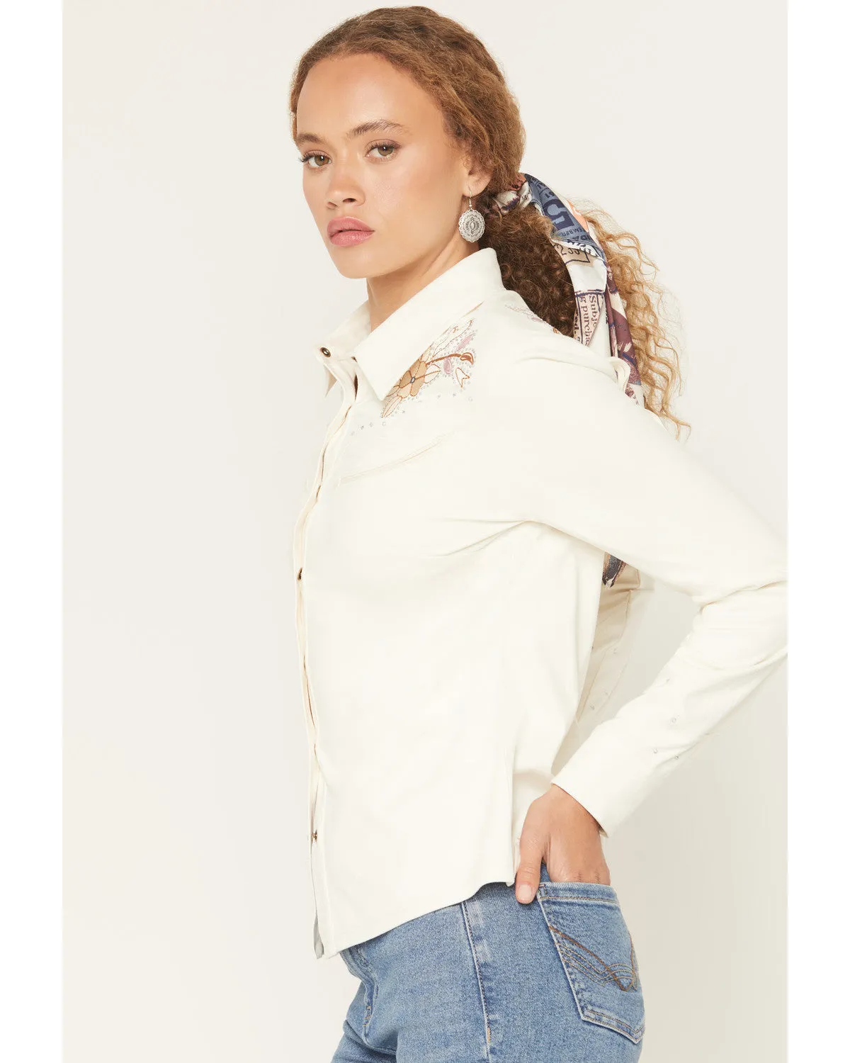 Randy Embroidered Faux Suede Long Sleeve Snap Western Shirt sold by Idyllwind product image thumbnail 2