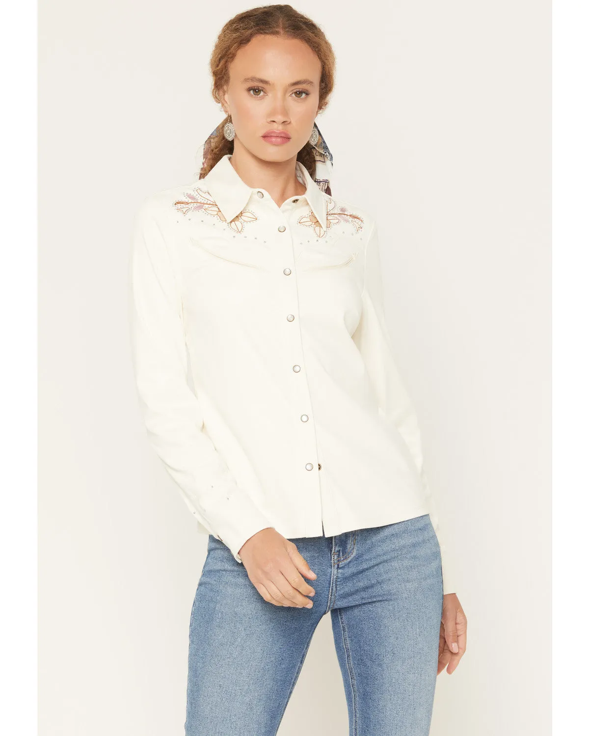 Randy Embroidered Faux Suede Long Sleeve Snap Western Shirt sold by Idyllwind