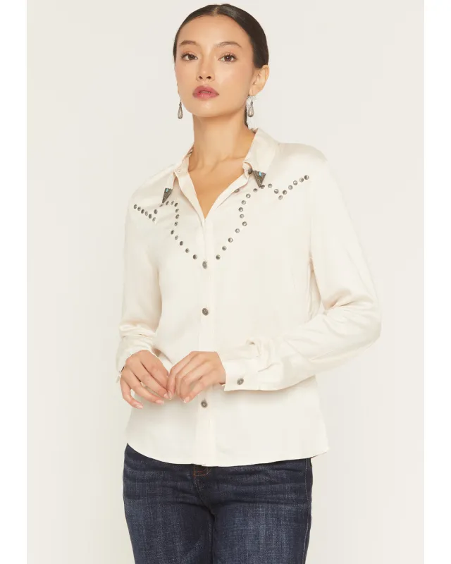 Fairlawn Sateen Studded Long Sleeve Button-Down Western Shirt made by Idyllwind