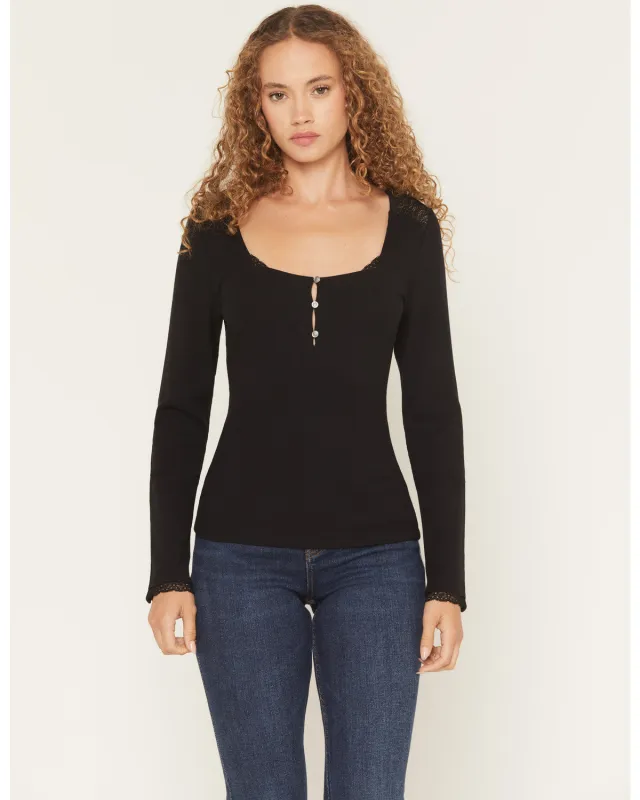 Sugarhill Lace Long Sleeve Ribbed Shirt made by Idyllwind