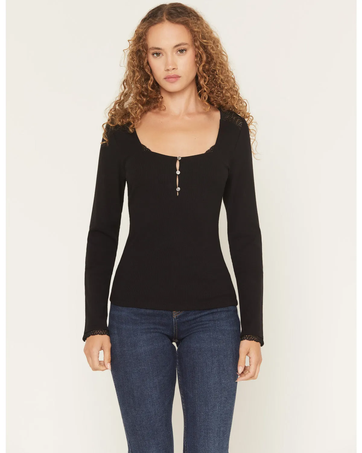 Sugarhill Lace Long Sleeve Ribbed Shirt sold by Idyllwind