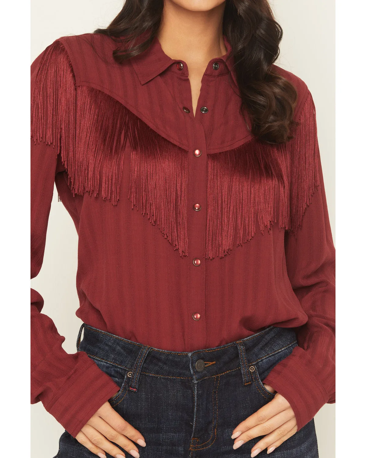 Revive Fringe Long Sleeve Snap Crinkle Shirt sold by Idyllwind product image thumbnail 4