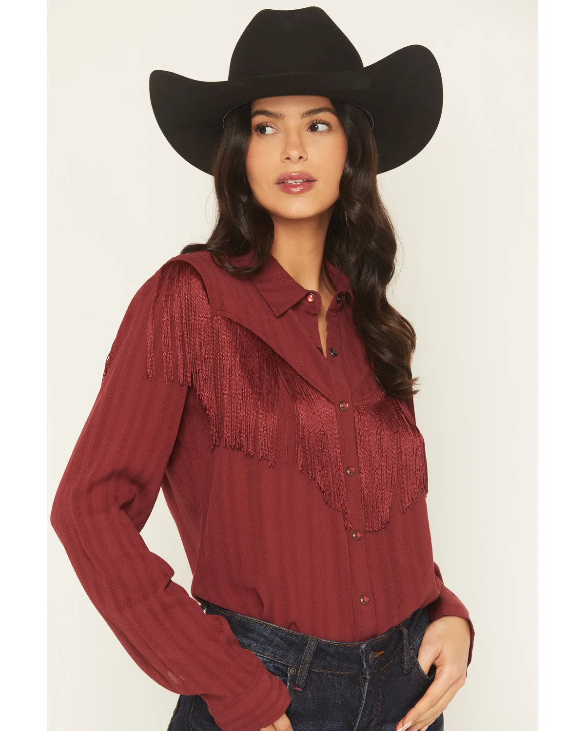 Revive Fringe Long Sleeve Snap Crinkle Shirt sold by Idyllwind product image thumbnail 3