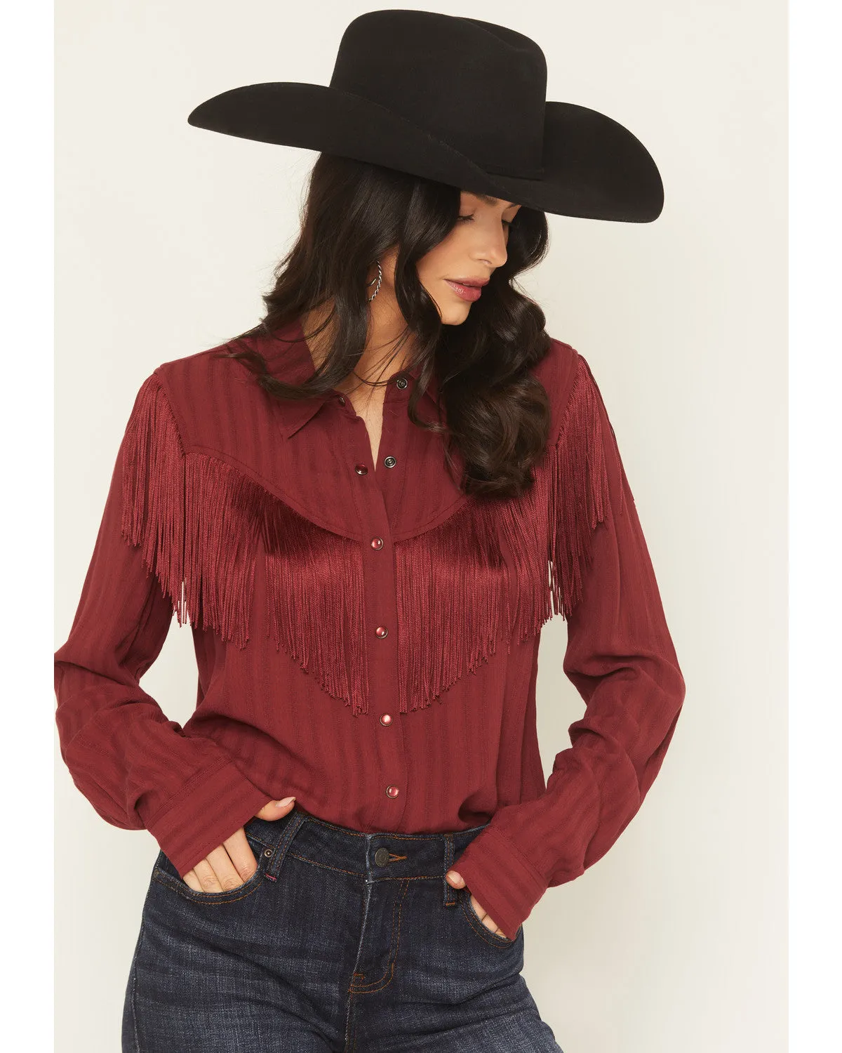 Revive Fringe Long Sleeve Snap Crinkle Shirt sold by Idyllwind product image thumbnail 2