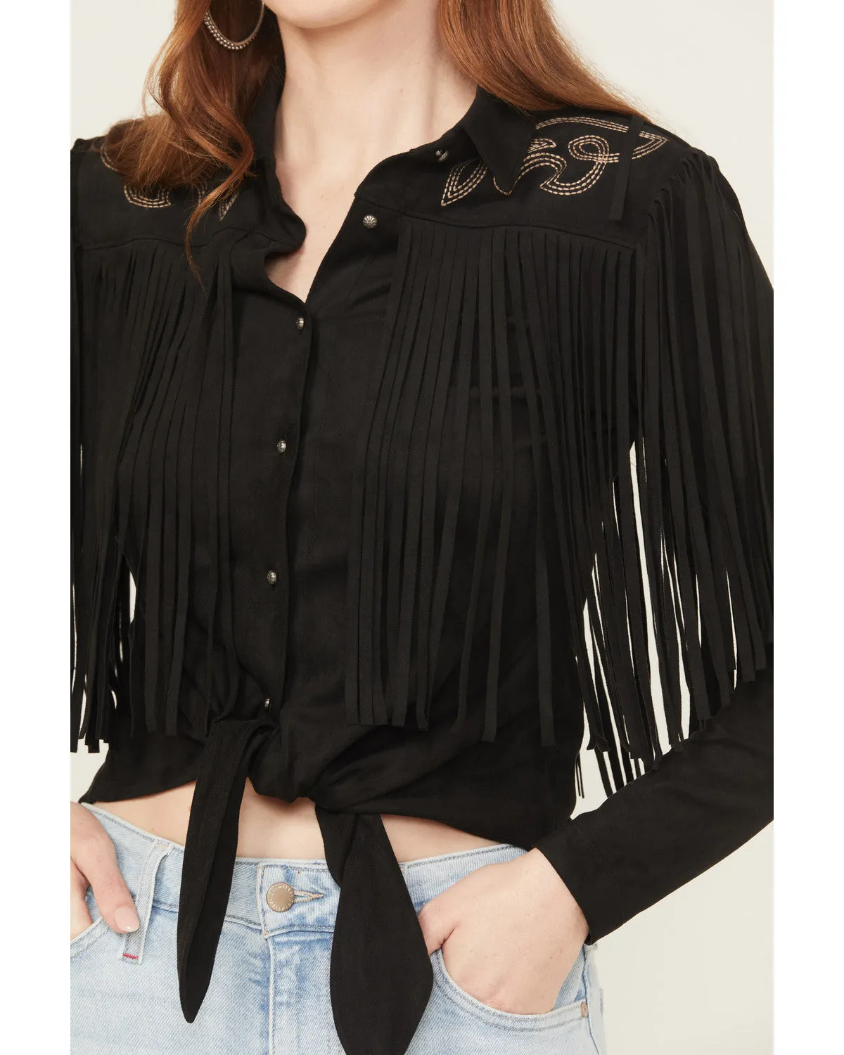 McKinney Faux Suede Long Sleeve Fringe Top sold by Idyllwind product image thumbnail 4