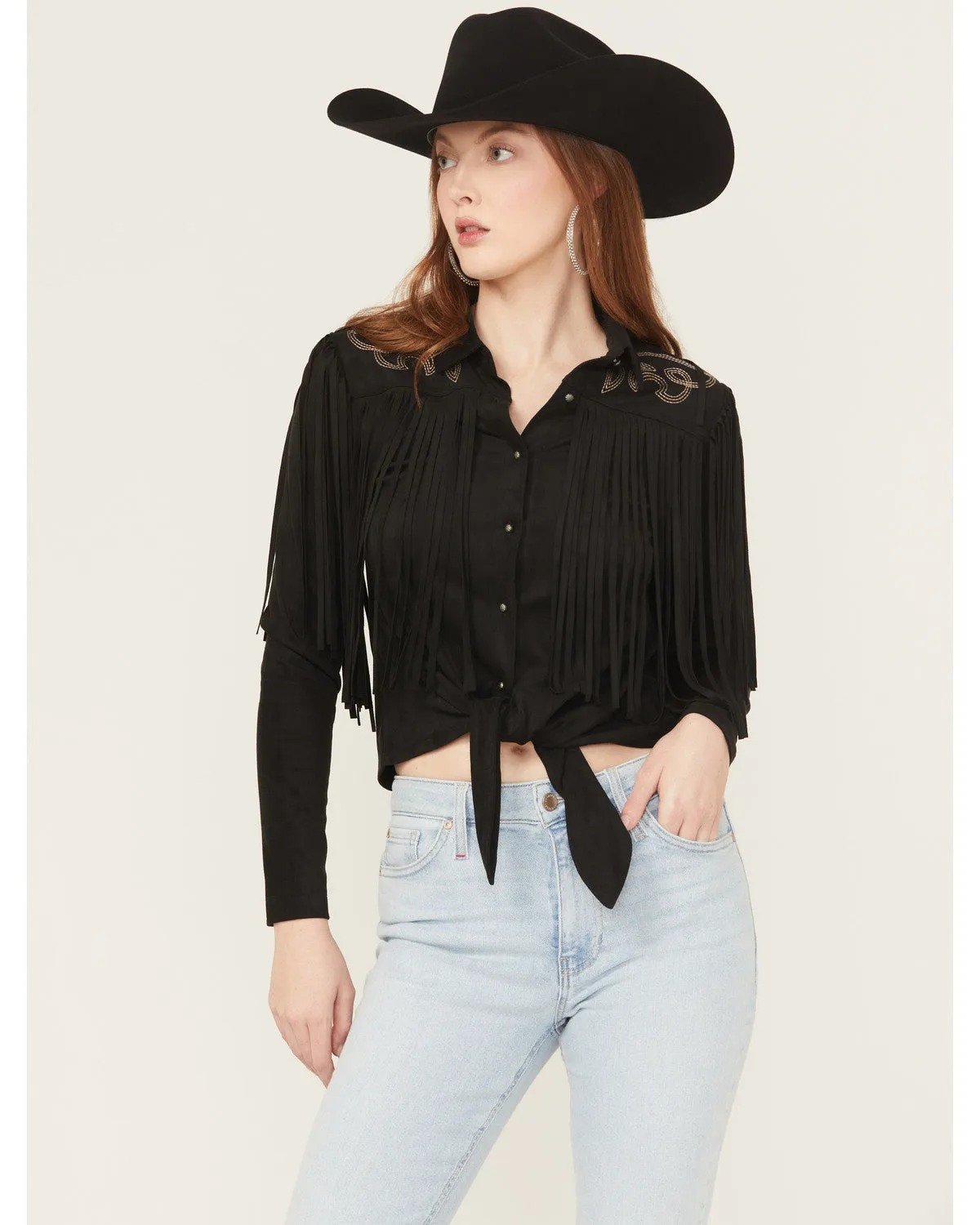 McKinney Faux Suede Long Sleeve Fringe Top sold by Idyllwind product image thumbnail 2
