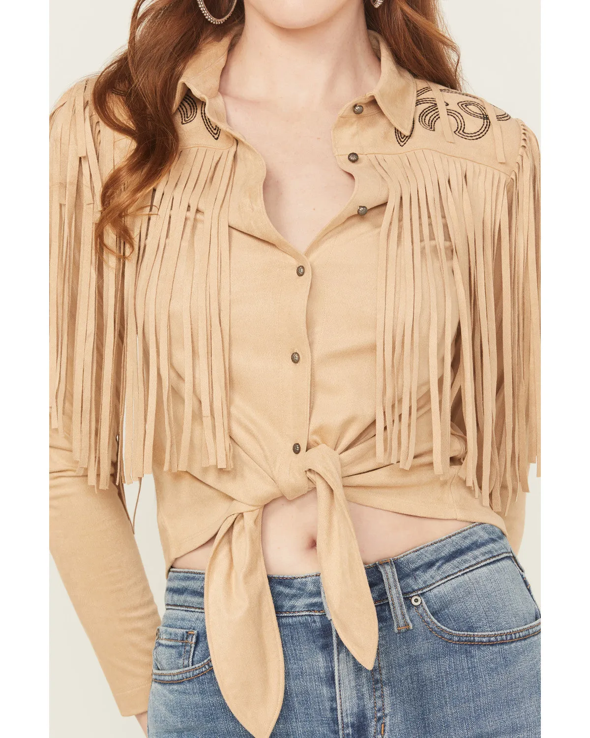 McKinney Faux Suede Long Sleeve Fringe Top sold by Idyllwind product image thumbnail 3