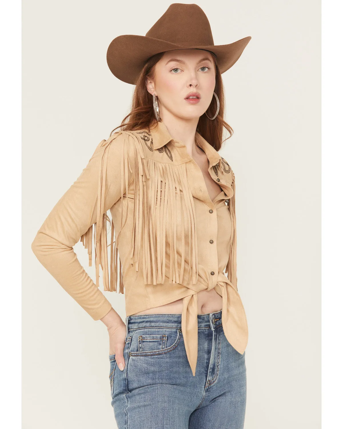 McKinney Faux Suede Long Sleeve Fringe Top sold by Idyllwind product image thumbnail 2