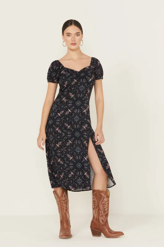 Beth Jacquard Print Short Sleeve Midi Dress made by Idyllwind
