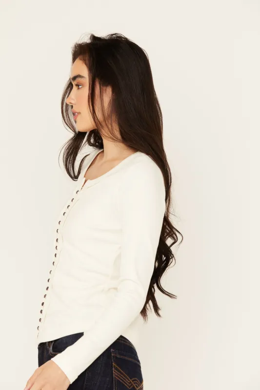 Rib Knit Long Sleeve Button-Down Shirt made by Idyllwind