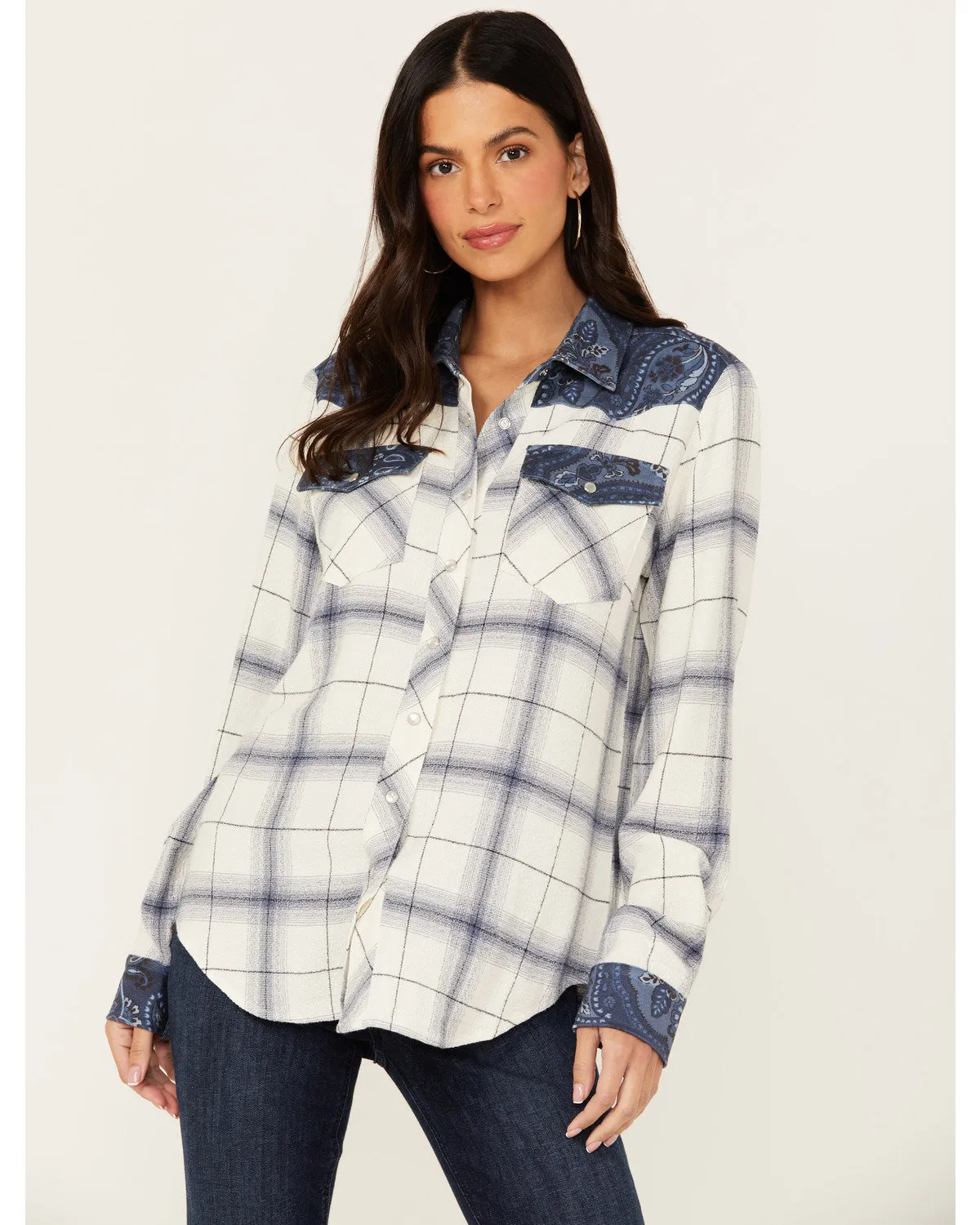 Ethel Featherlight Plaid Print Long Sleeve Pearl Snap Western Shirt sold by Idyllwind product image thumbnail 2