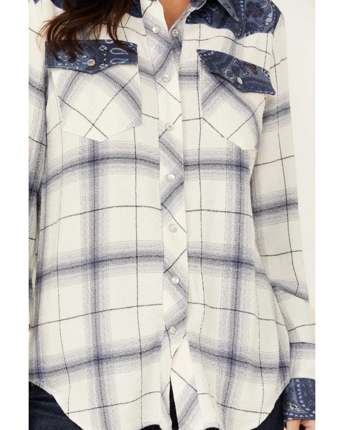 Ethel Featherlight Plaid Print Long Sleeve Pearl Snap Western Shirt sold by Idyllwind product image thumbnail 4