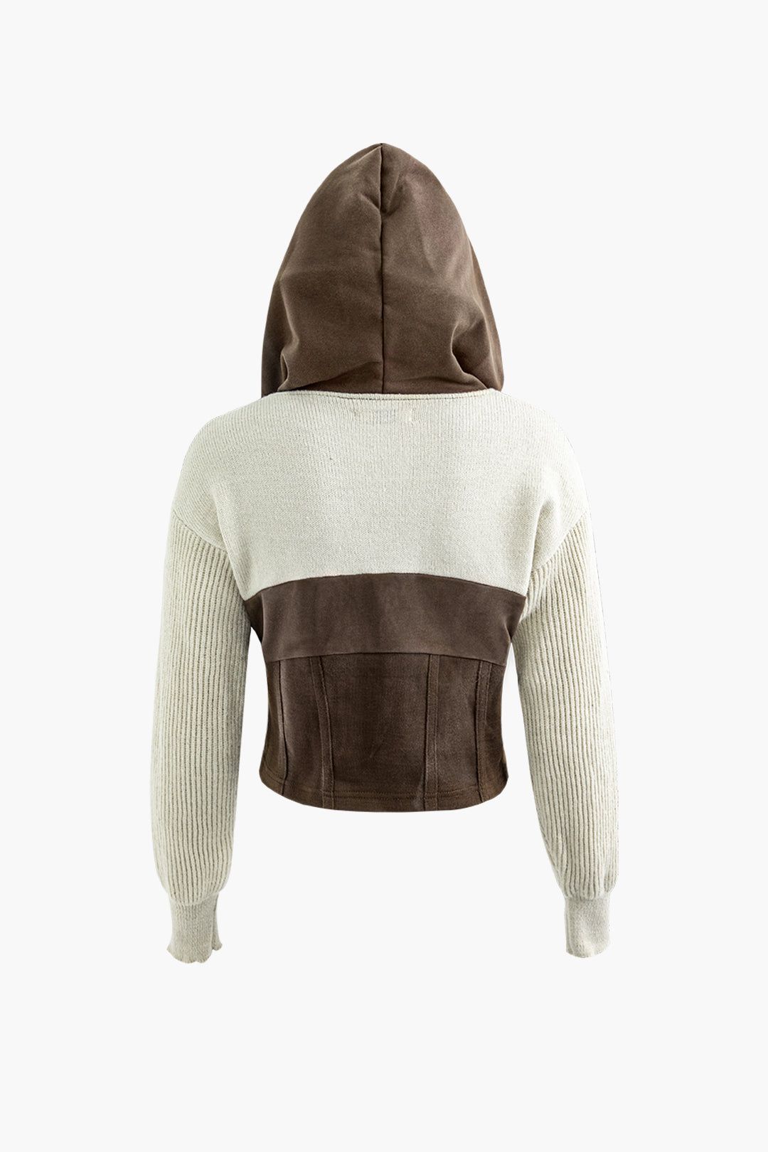 Patchwork Hooded Knit Zipper Cardigan sold by Micas product image thumbnail 2